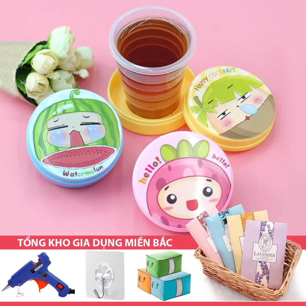 [Tổng Kho Sỉ] Bán Sỉ Cốc Uống Nước Nhựa Xếp Gấp Gọn Có Nắp Đậy HOẠT HÌNH ACN1276