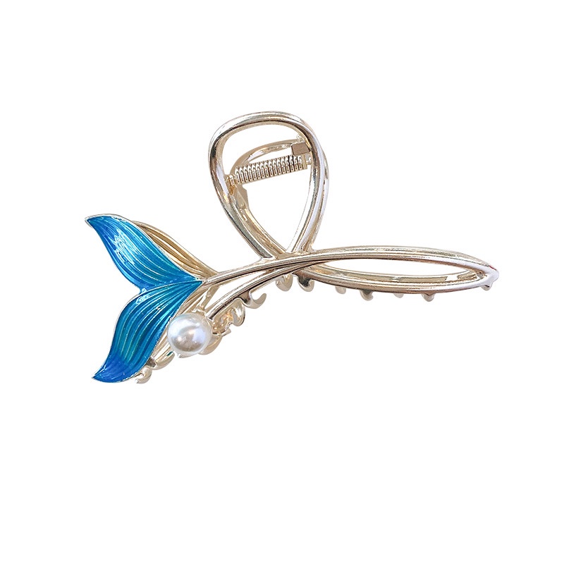 Kẹp Tóc Đuôi Cá Đính Ngọc Trai Xanh Dương Phong Cách Mới 2022