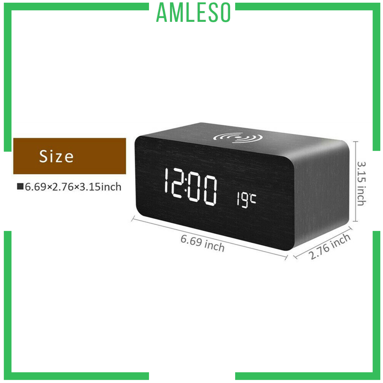 Digital Alarm Clock &amp; Wooden Electronic LED Time Display Temperature Detect