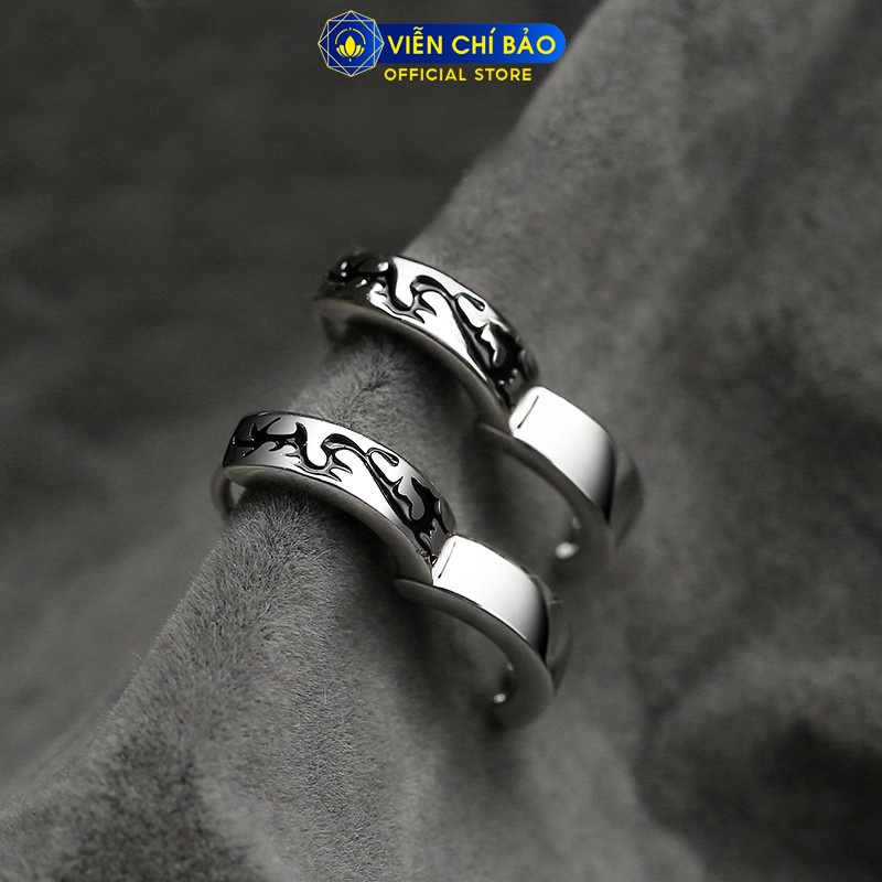 Khuyên tai bạc nam họa tiết rồng đen (1 chiếc) chất liệu bạc 925 thời trang phụ kiện trang sức nam Viễn Chí Bảo B300012