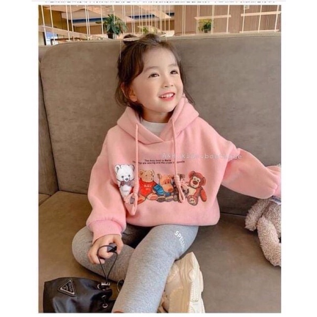 Áo Hoodie nỉ bông siu ấm, hoạ tiết gấu cute