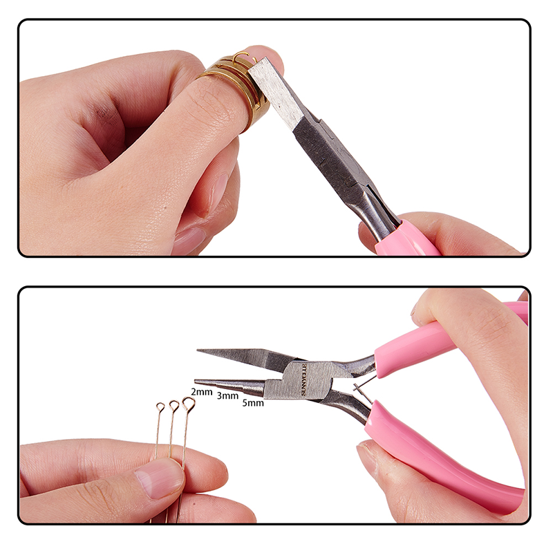 Kềm làm trang sức bằng thép carbon có tay cầm màu hồng