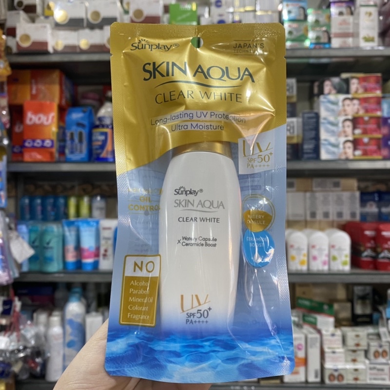 [ Loại lớn 55g ] Sữa chống nắng hằng ngày dưỡng trắng Sunplay Skin Aqua Clear White 55g SPF 50+