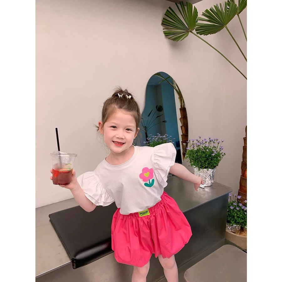 Set bộ bé gái siêu xinh áo cotton tay bèo kết hợp quần đũi bom dễ thương 8 - 20kg