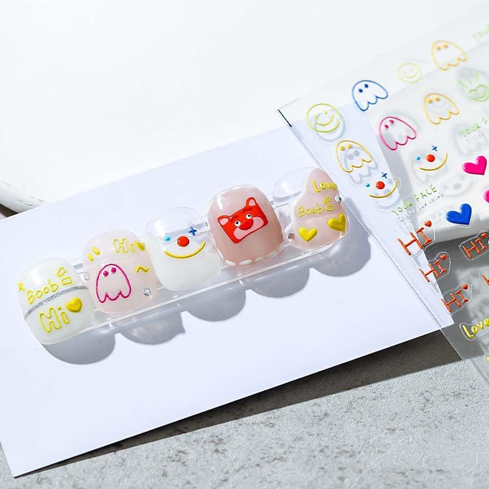 Sticker Dán Móng Tay Tự Dính Hình Mặt Cười Hoạt Hình Vui Nhộn MXMUSTY