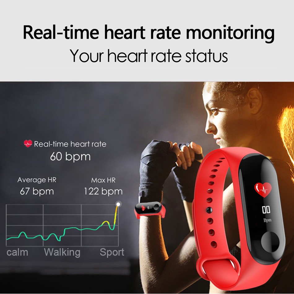 Vòng đeo tay thông minh theo dõi nhịp tim pk mi band 3