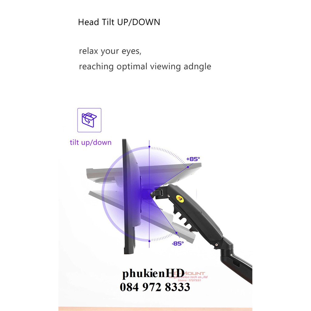 Giá treo màn hình máy tính / giá đỡ màn hình xoay 360 độ NB F80 17 - 30 inch