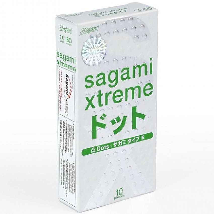 Combo bao cao su gân gai Sagami White 10 bao và gel bôi trơn tạo độ ẩm tự nhiên Sagami Original 60G