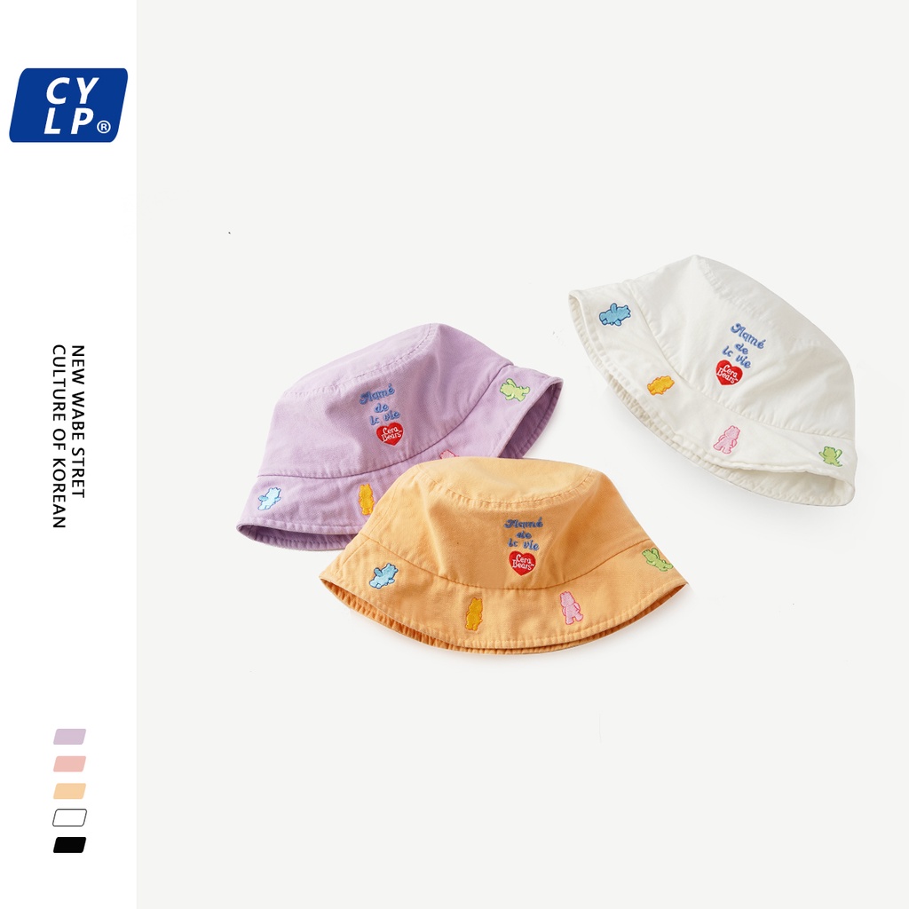 Nón Tai Bèo Vải Cotton Thêu Chữ Và Hình Gấu Dễ Thương Phong Cách Nhật Bản Thời Trang Xuân Hè Cho Nữ