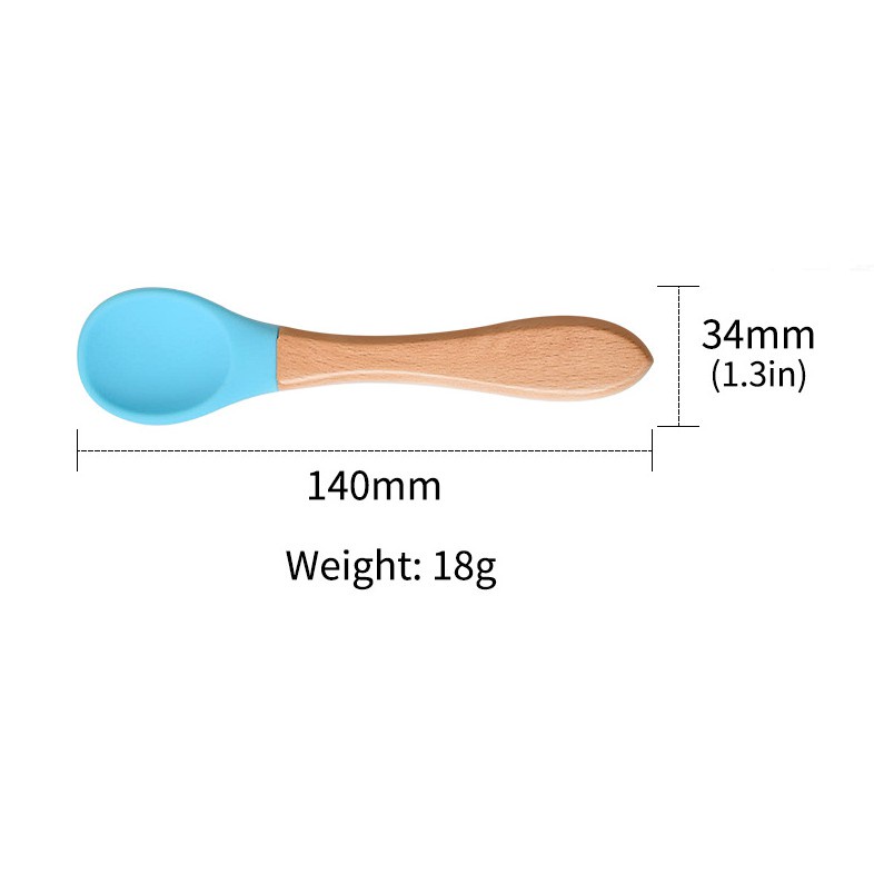Thìa Silicon Cán Gỗ, Thìa Ăn Dặm, Muỗng Ăn Dặm Cho Bé