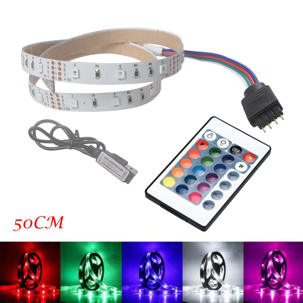 Dây Đèn Led 50cm 2835rgb Thay Đổi Màu Kèm Điều Khiển Từ Xa