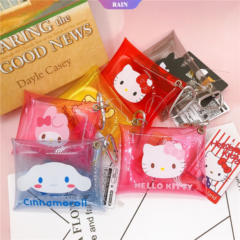 SANRIO Ví Đựng Tiền Xu/Chìa Khóa Mini Bằng PVC Trong Suốt Hình Cinnamoroll My Melody Hello Kitty Dễ Thương