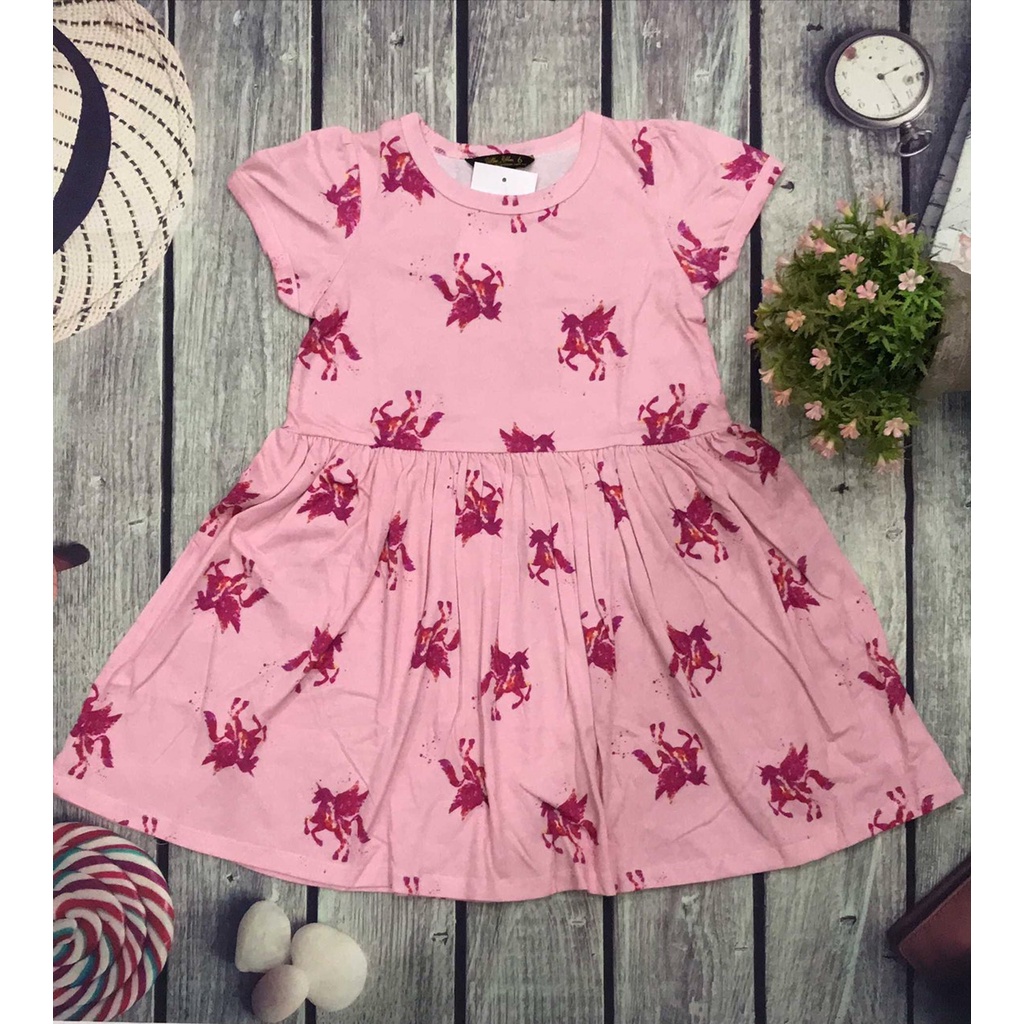 Váy, đầm bé gái chất cotton thoáng mát nhiều hoạt tiết dễ thương Pony hồng tùng xòe- GD050704PHX