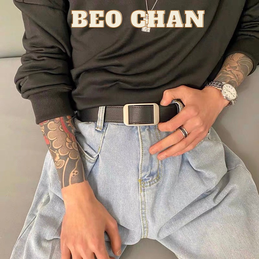 ắt Lưng Nam Nữ Luồn Không Cần Bấm Lỗ Chữ Nhật, Dây Nịt Học Sinh Bản 2.8Cm (Hỗ Trợ CắT Dây Nịt) Beo C