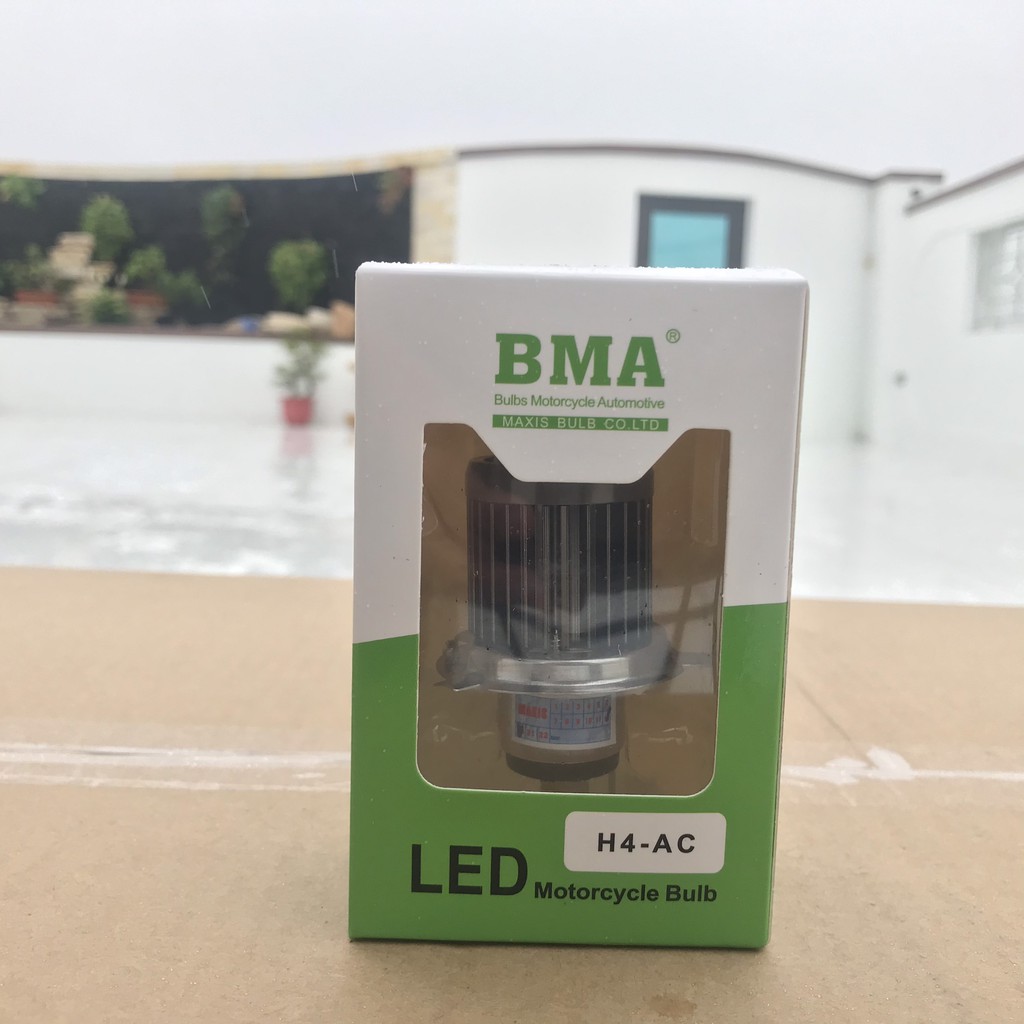 Đèn pha Led Bi Cầu BMA chân H4, 3 chân, 2 chế độ cos vàng pha trắng siêu sáng, led bi cầu V4, V1