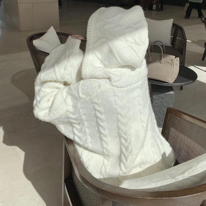 Áo Sweater Dệt Kim Có Mũ Trùm Đầu Phong Cách Retro Thời Trang Thu Đông Dành Cho Nữ