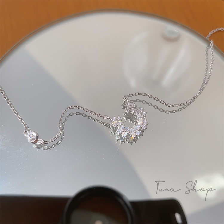 Dây chuyền Bạc 6 hoa gắn đá cao cấp TUNA SILVER, Vòng cổ bạc đính đá cute Bạc nữ 𝐂𝐚𝐦 𝐤𝐞̂́𝐭 𝐜𝐡𝐮𝐚̂̉𝐧 𝐁𝐚̣𝐜