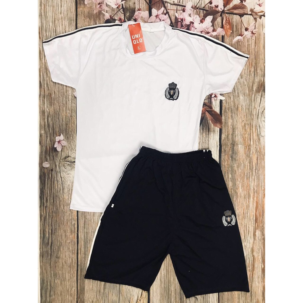 [ BN08 ] Bộ Hè Nam, Bộ Thun Nam Cộc Tay In Logo Hai Màu Trắng Đen In Nhiệt Hàng Full Size