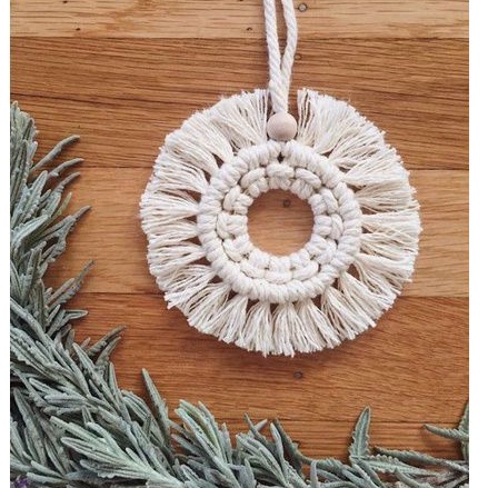 dây treo Macrame vòng hoa trang trí cây thông Noel, Giáng sinh, làm đồ decor