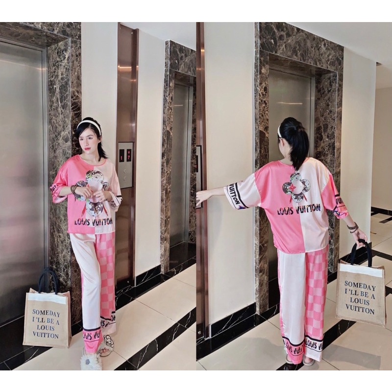 🌵 Đồ bộ ngủ mặc nhà Pijama LỤA LATIN tay ngắn quần dài 🌵 dưới 65kg - BẦU BÍ SAU SINH BON CHEN THOẢI MÁI | BigBuy360 - bigbuy360.vn