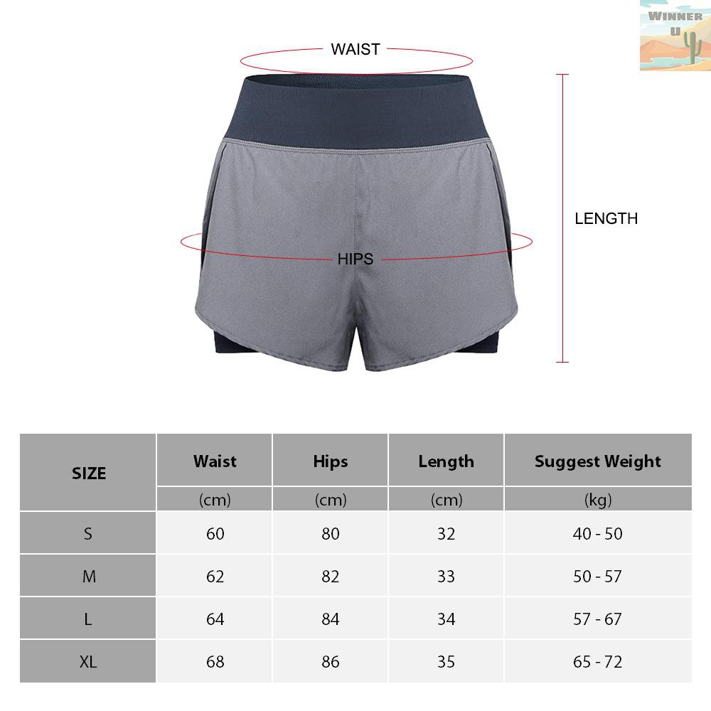 🏆WinnerYou Women 2 in 1 Running Shorts with Liner High Waist Yoga Shorts Active Workout Sports Shorts with Pocket