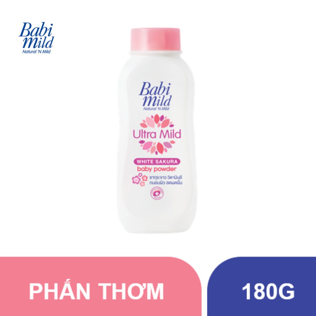 Phấn thơm trẻ em Babi Mild - White Sakura chai 180g - 100961736