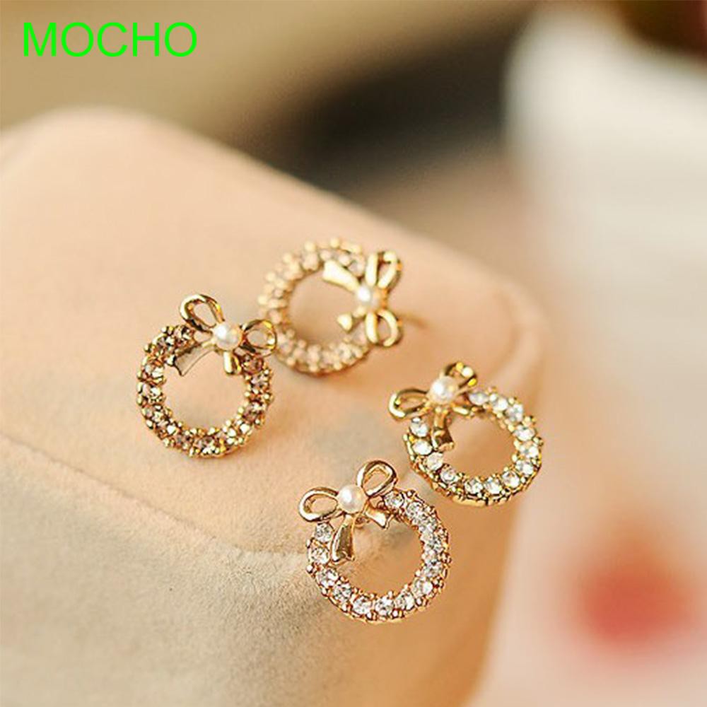 Khuyên tai đính đá màu rượu sâm banh nhỏ