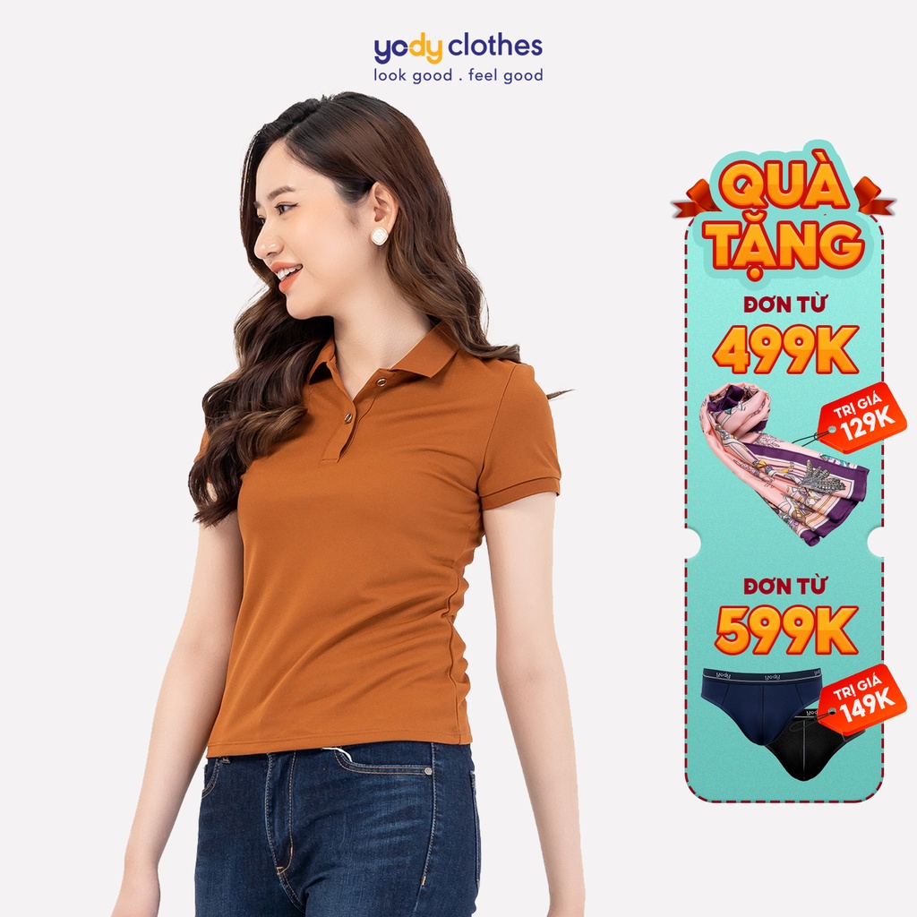 Áo phông polo nữ YODY sợi cafe thoáng mát khử mùi APN4388 | BigBuy360 - bigbuy360.vn