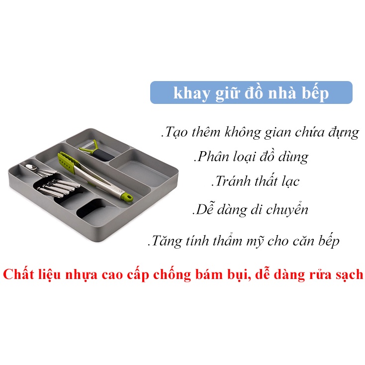 Khay chia thìa dĩa đũa lớn nhiều ngăn - khay cài dao tủ bếp nhựa dày đẹp