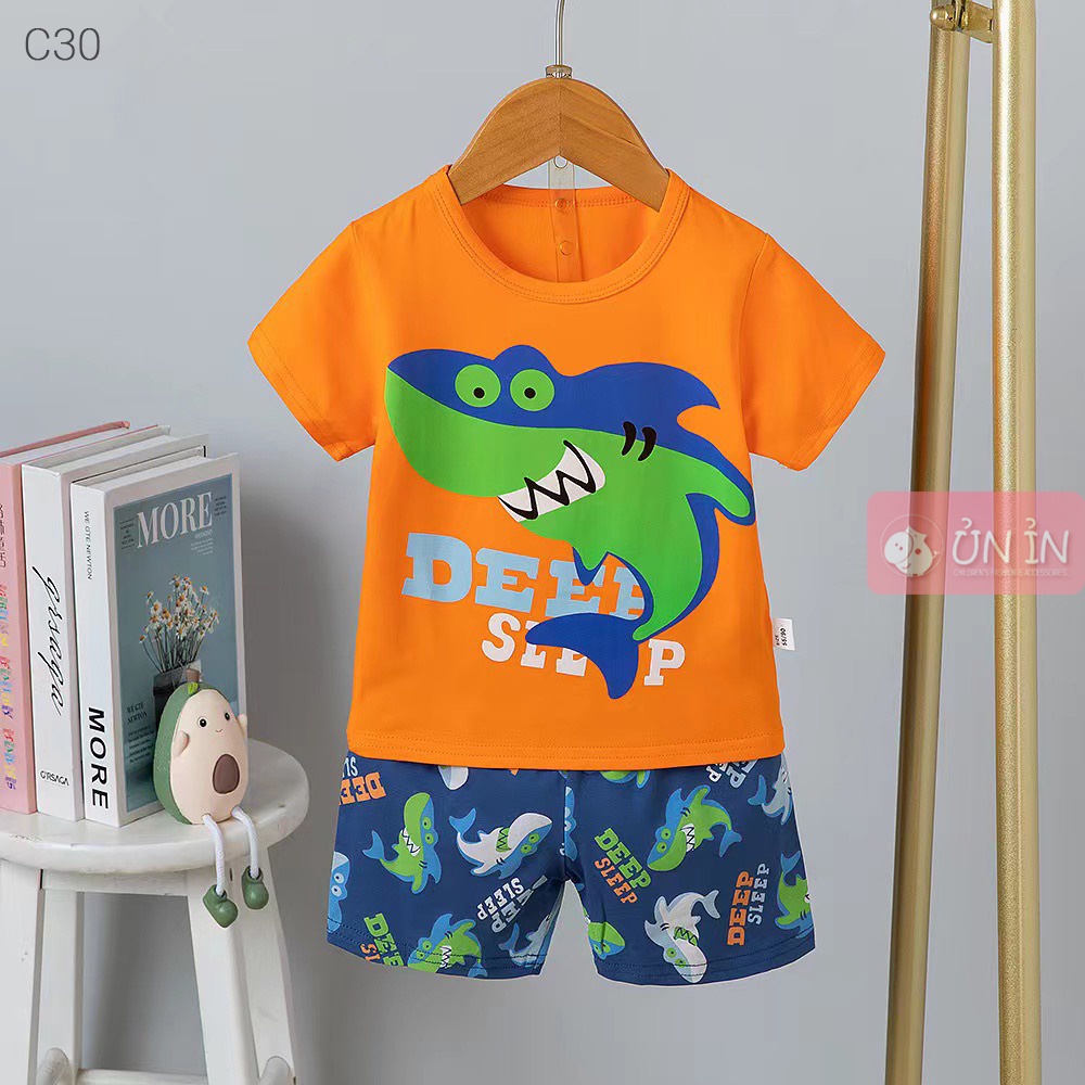 Bộ cotton xuất hàn cộc tay nhiều hình bé trai