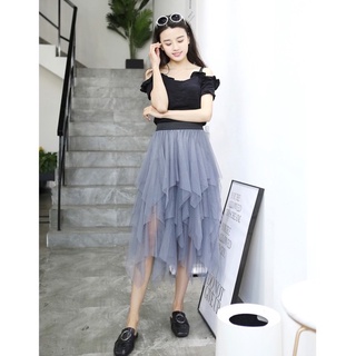 Chân váy lưới tầng ( hình thật)