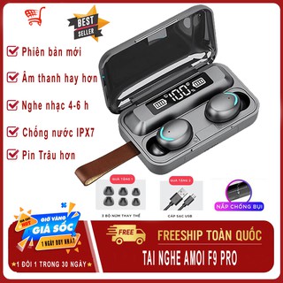 Tai nghe bluetooth nhét ta F9 Pro, sạc nhanh, cảm ứng vân tay, siêu bass, chống thấm nước, chống bụi