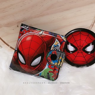 Bóp ví tiền ngang 2 mặt hình người nhện Spiderman mặt nạ màu đỏ cho bé trai (Thái Lan) - 120NSPM31494 - (9.5x1x9cm)