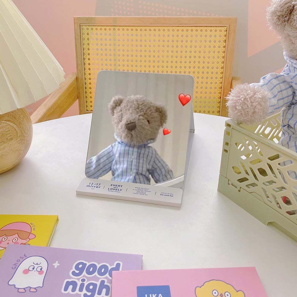 OCEANMAP Gương Trang Điểm Gấp Gọn Họa Tiết Hoạt Hình Phong Cách Hàn Quốc