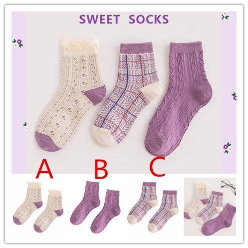 1 đôi vớ cotton họa tiết trái cây thời trang thu đông Nhật Bản