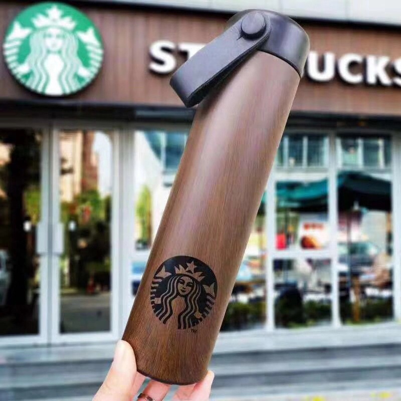 473ml Starbucks Stainless Steel 304 Insulation Cup Wood Grain Rope Coffee Cup Thermos spot Starbucks tumbler mug