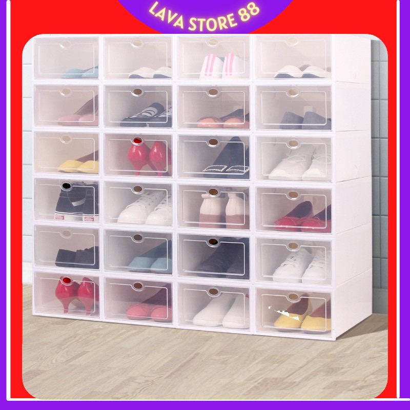 ❌BÁN SỈ❌ Hộp Đựng Giày Dép Nắp Nhựa Cứng Mica Trong Suốt, Size lớn Chịu Lực 4kg 88190 LaVa Store88