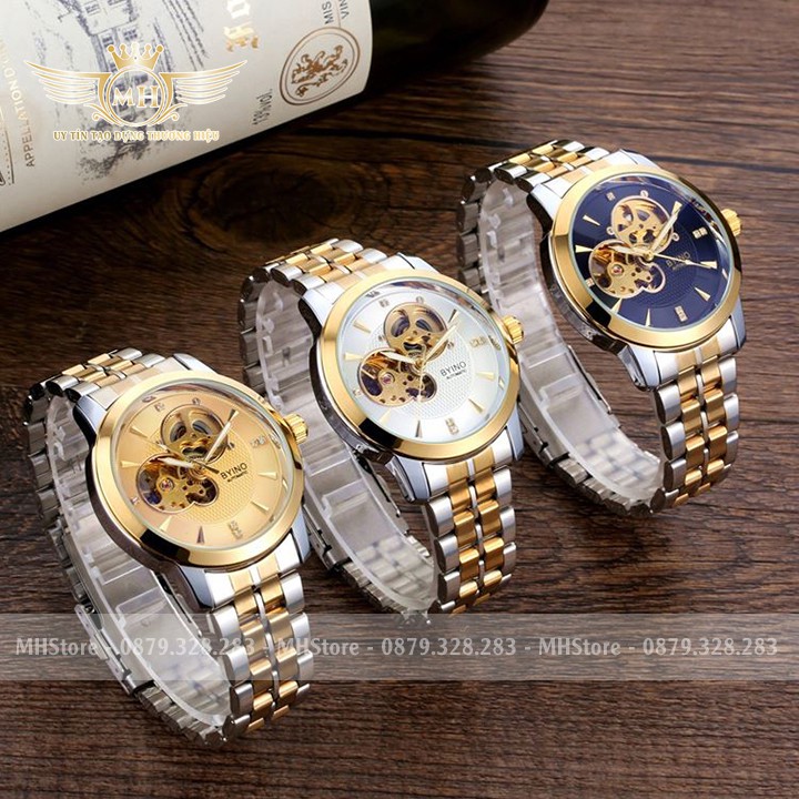 Đồng hồ cơ nam Byino 8082 chính hãng, mặt vân đẹp, sang trọng lịch lãm,  thời trang cao cấp giá rẻ [Tặng tháo dây] | BigBuy360 - bigbuy360.vn