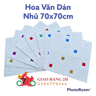 XỐP DÁN TƯỜNG 3D. Giả Da điểm Kim Tuyến cực đẹp. Khổ lớn 70x70CM.
