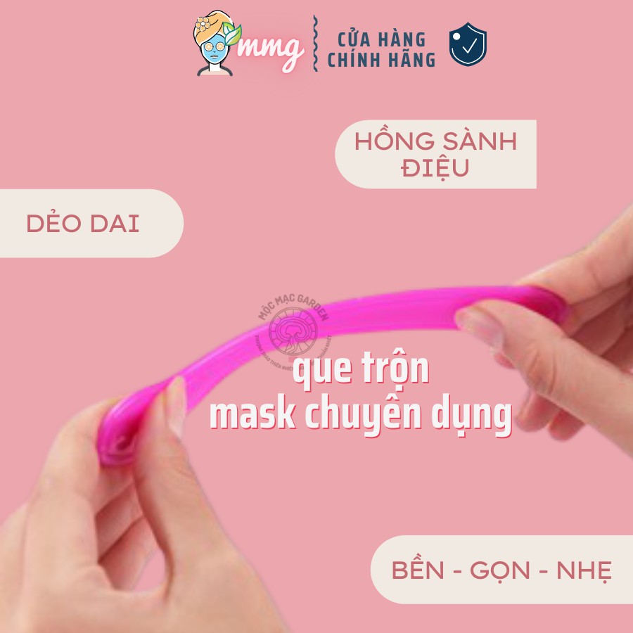 Que thìa trộn và đắp mặt nạ chuyên dụng màu hồng