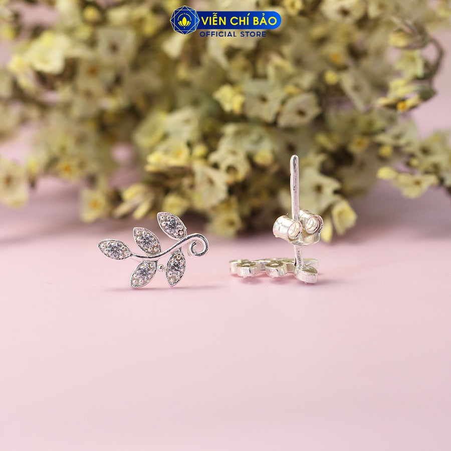 Bông tai bạc nữ lá nguyệt quế chất liệu bạc S925 thời trang phụ kiện trang sức nữ Viễn Chí Bảo B400596