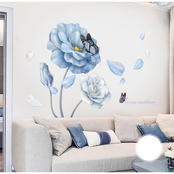 Decal dán tường hoa đá xanh