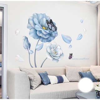Decal dán tường hoa đá xanh