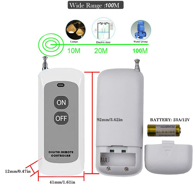 Công Tắc Đèn Điều Khiển Từ Xa Không Dây 433MHZ AC 110V / 120V / 220V / 30A 1CH