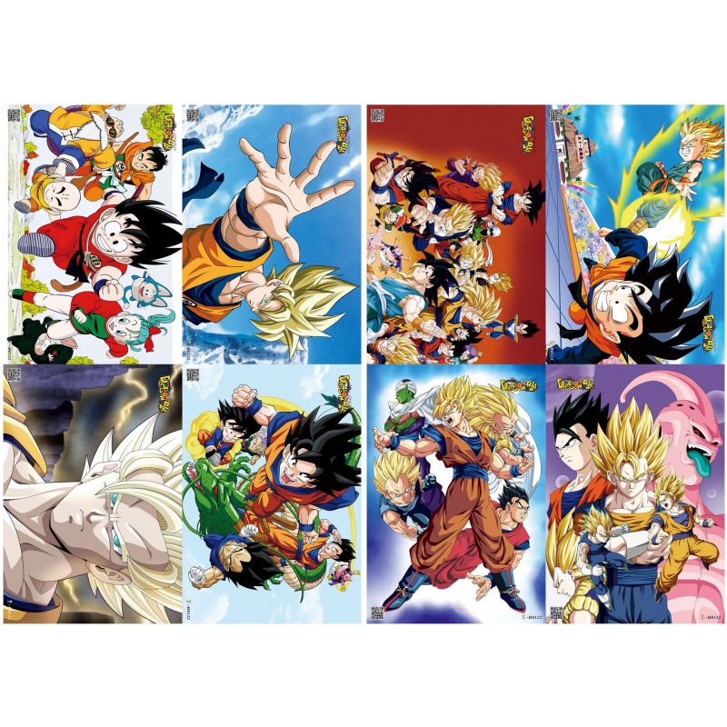 1 Set 8 Tấm Áp Phích Dán Tường Dập Nổi Hình Nhân Vật Anime dragon ball HD Dùng Trang Trí