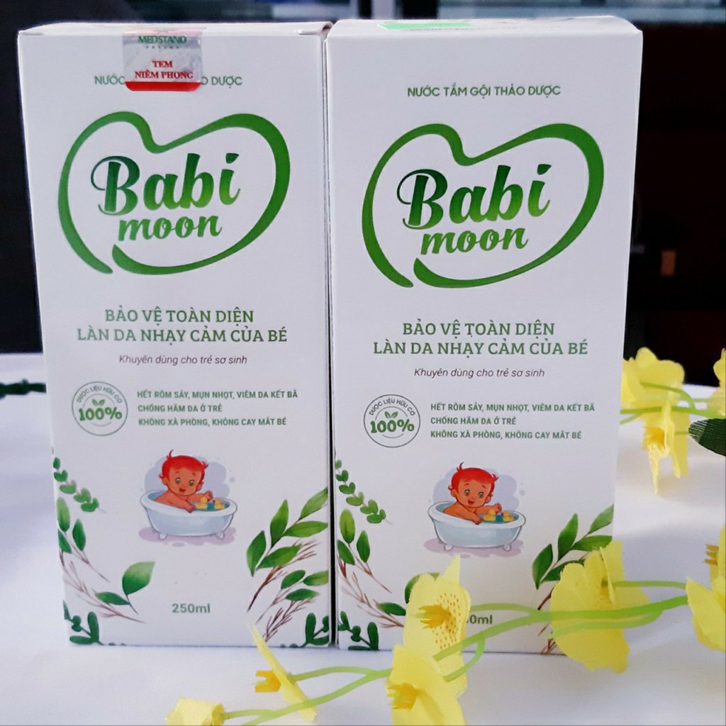 Nước Tắm Gội Thảo Dược Babi Moon ⚡FOOLOW Shop Giảm 5K⚡ Babi Moon Giúp Bảo Vệ Toàn Diện Làn Da Nhạy Cảm Của Bé