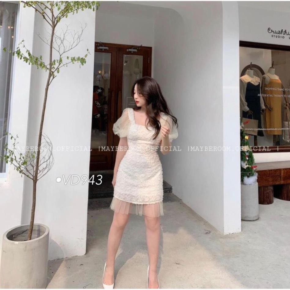 💝 FREESHIP 💝 Đầm Dự Tiệc 💖ĐẦM HOA NỔI TAY VOAN PHỐI TÀ LƯỚI💋💋 VD943 [Mẫu Mới Hè 2021]