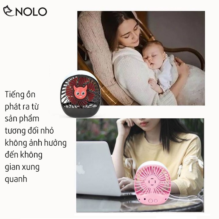 Quạt Để Bàn Cầm Tay Pin Sạc Changda CD043 Họa Tiết Hoạt Hình Ngẫu Nhiên Có 2 Mức Gió Công Suất 3W