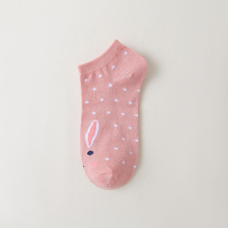 Set 5 đôi tất nữ ngắn cổ chủ đề mèo hồng siêu xinh BAG U TATMIX078-meohong