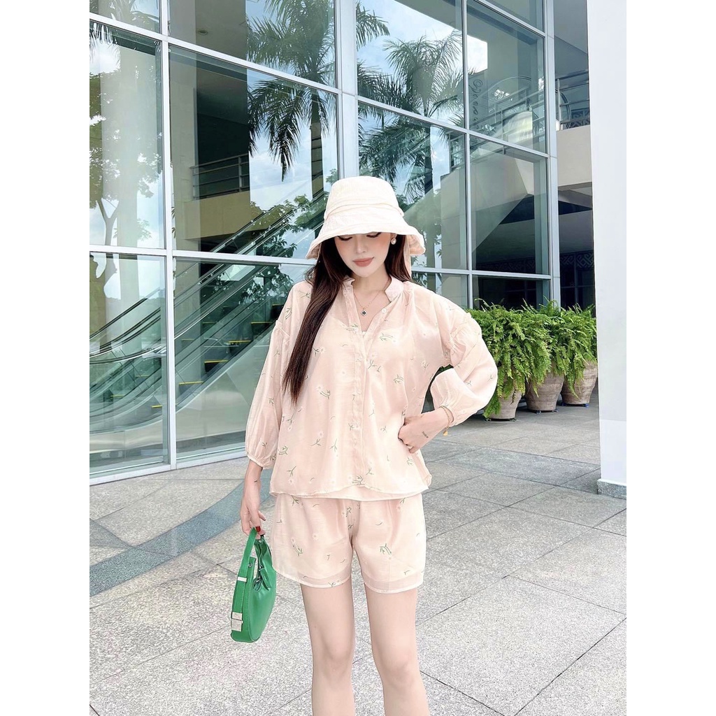 Set áo voan hoa + Quần có lót trong trẻ trung HQ Rowena DS19